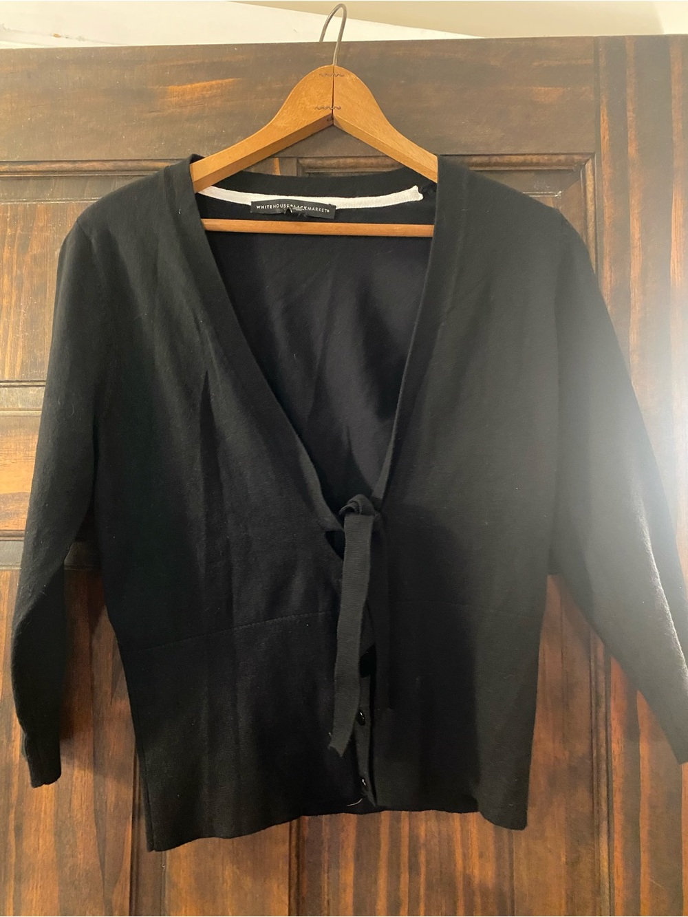 White House Black Market Black Tie-Front Cardigan